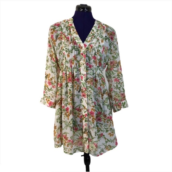 American Rag White Floral Long Sleeve Dress - Picture 1 of 13